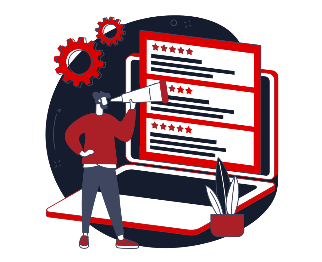 business responding to negative online review on smartphone screen